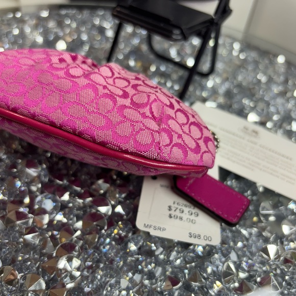 Coach vintage LE y2k Mini Signature kisslock Frame fuchsia pink Coin Purse NWT - Picture 13 of 15